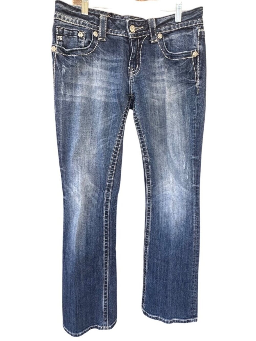Miss Me Womens Boot Cut Dark Wash Jeans Size 28 Cotton Blend